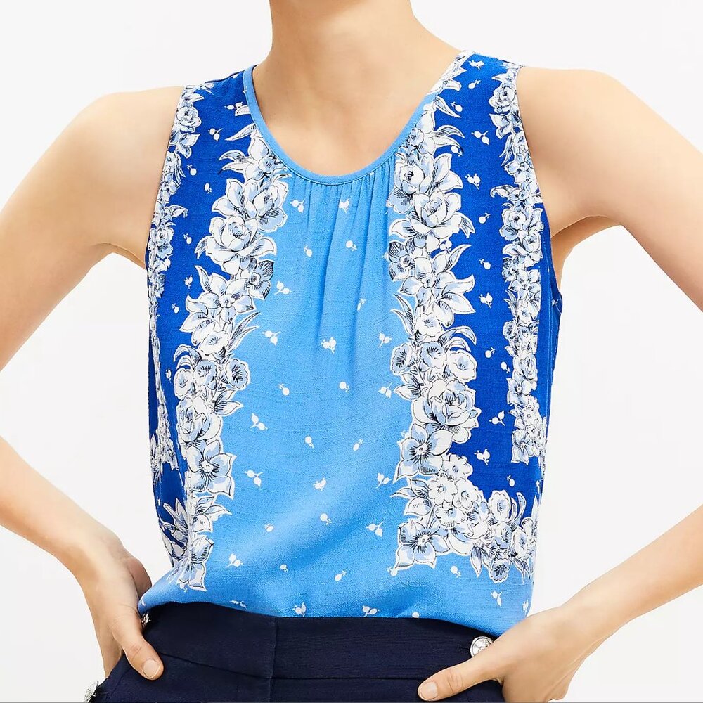 Blue Floral Trellis Tank